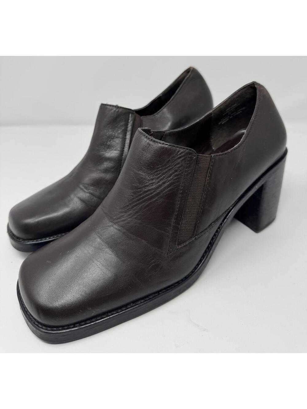 White Mountain Boots Women's 9.5 M Jive Slip On Low Bootie Brown Leather Heels